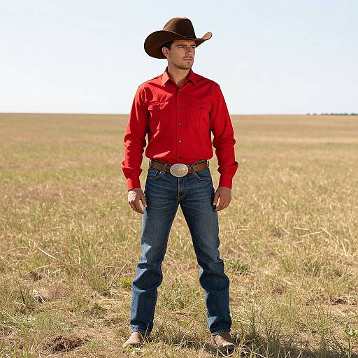 Cowboy Rodeo Attire in Field