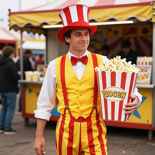 Colorful Circus Popcorn Seller Costume