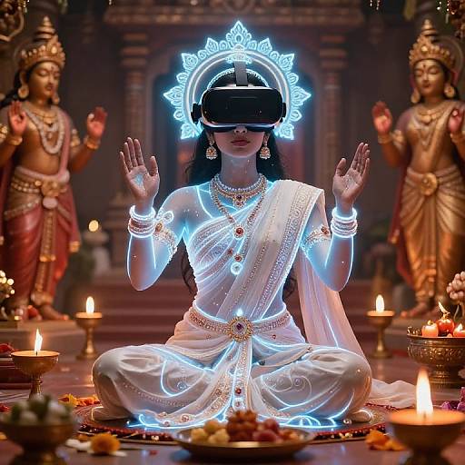 AI Indian Actress in Virtual Temple