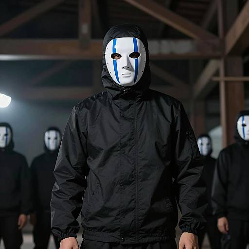 Mysterious Figure in Dim Industrial Setting