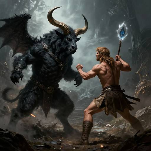 Epic Battle: Dark Minotaur vs Theseus