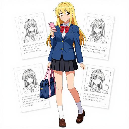 Anime Illustration of a Stylish Blonde Girl