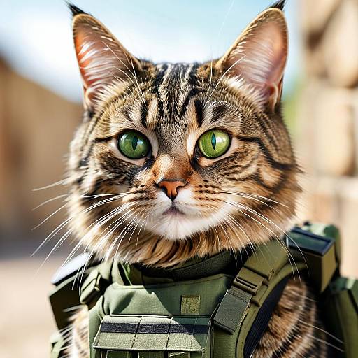 Tabby Cat in Military Tactical Gear