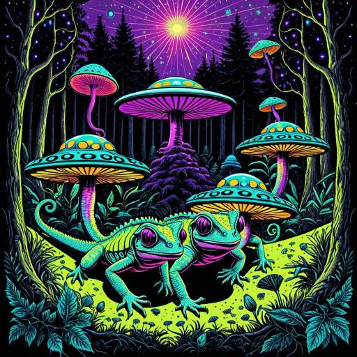 Vintage 70s Chameleon Psychedelic Art Vintage 70s Chameleon Psychedelic Art