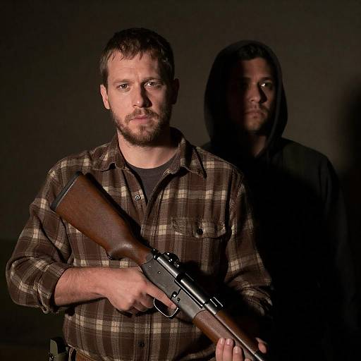 Tense Standoff: Two Men in Shadows