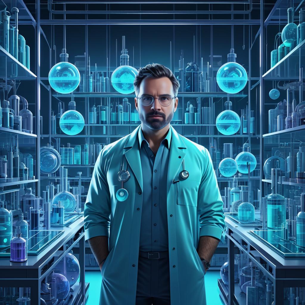 Hyper-Realistic Scientist Portrait in Cool Tones