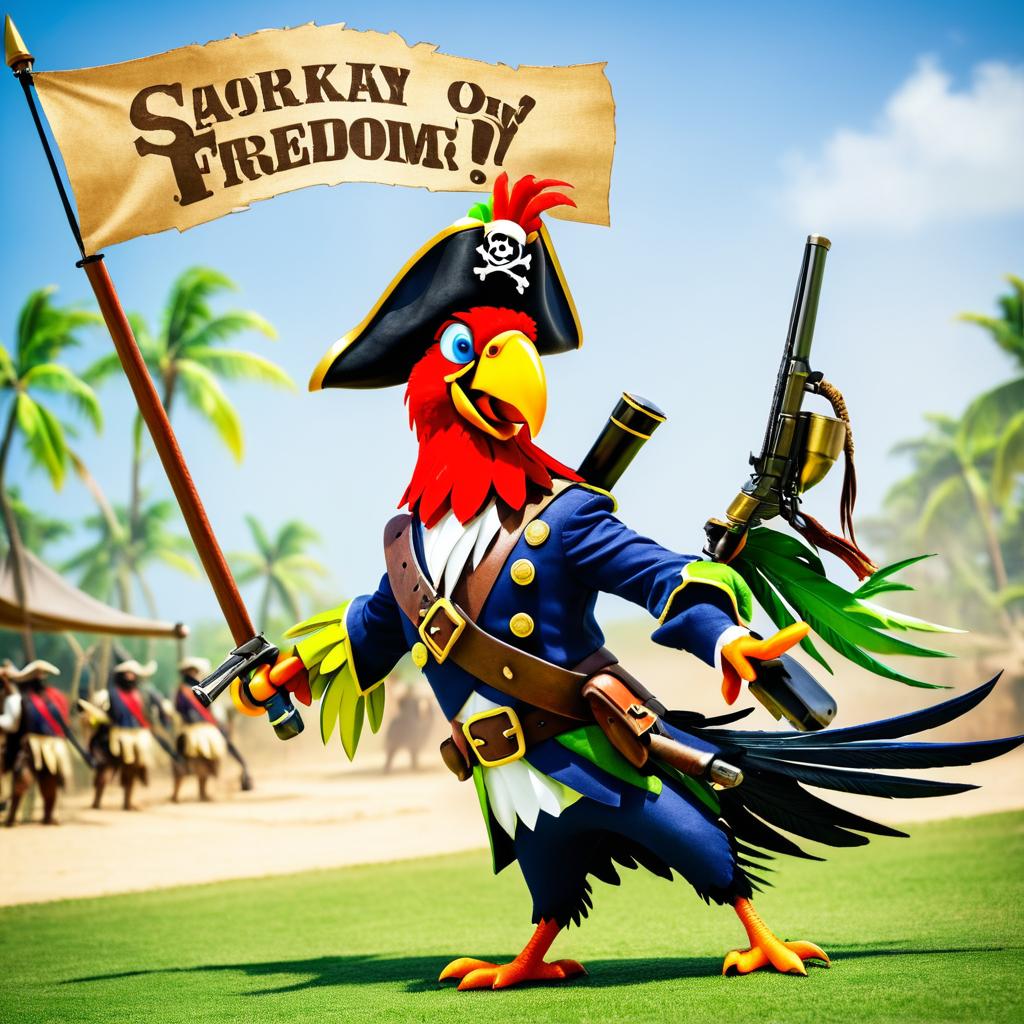 Pirate Parrot Wielding Freedom's Pistol