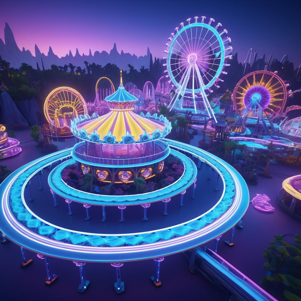 Vibrant Electric Opal Amusement Park Scene