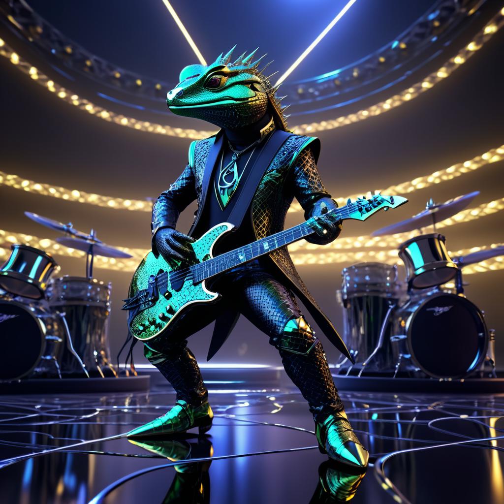 Ultradetailed Lizard Rockstar with Band