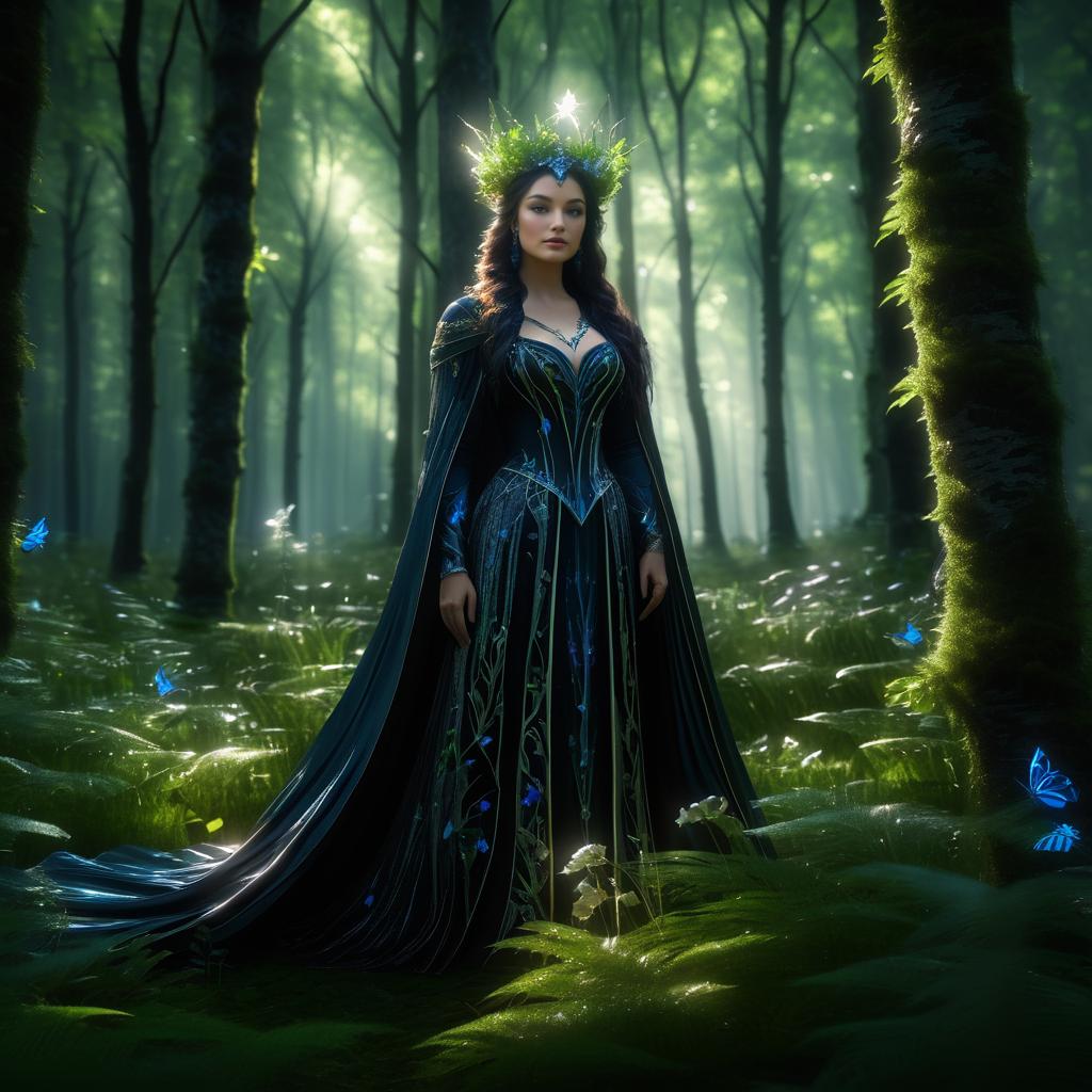 Dark Botanical Sorceress in Birch Grove