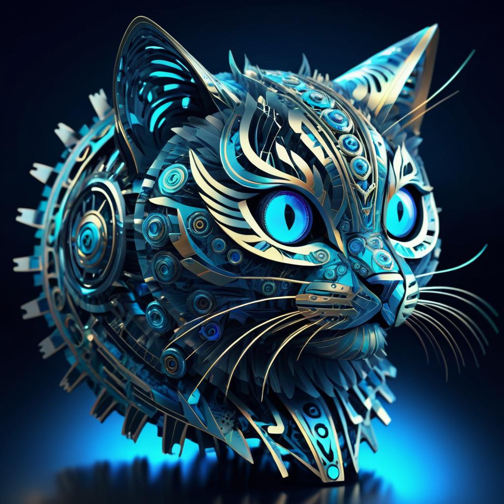 Intricate Futuristic Robotic Cat Design