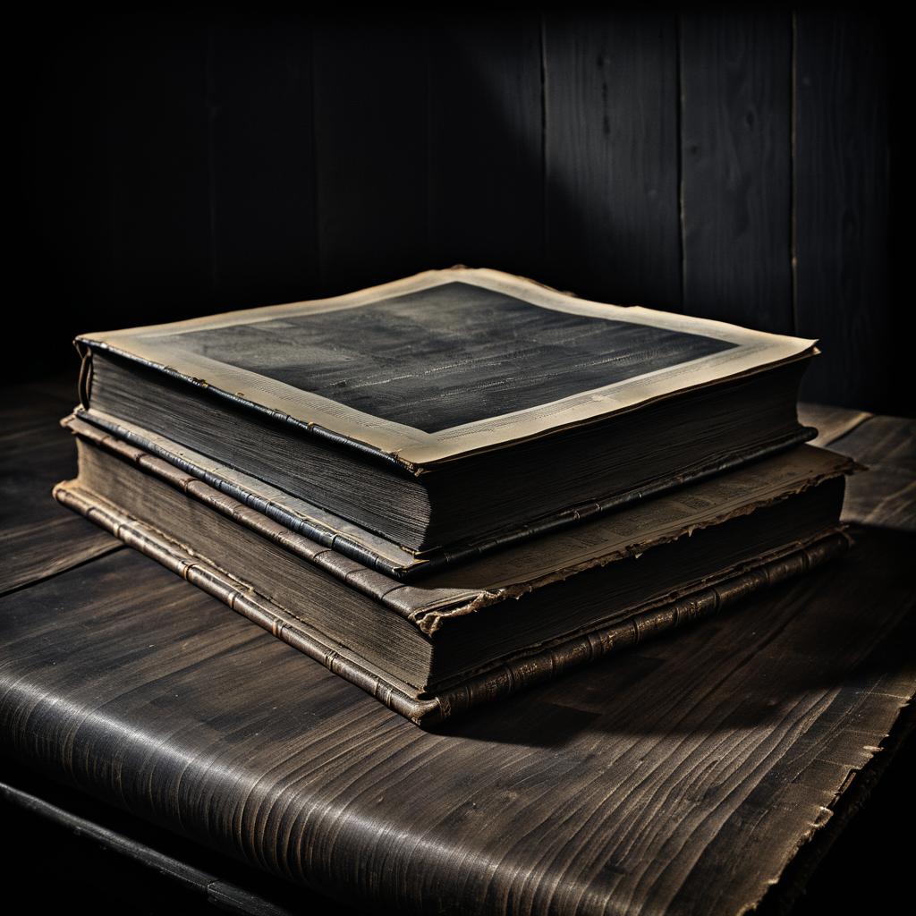 Weathered Book on Dark Wooden Table