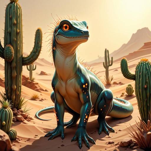 Desert Spirit with Amber Eyes and Cactus Desert Spirit with Amber Eyes and Cactus