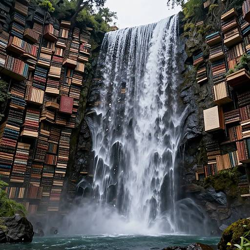 Upside-Down Waterfall into Book Cathedral