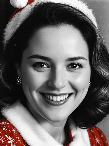 Cheerful Close-Up Woman in Christmas Dress