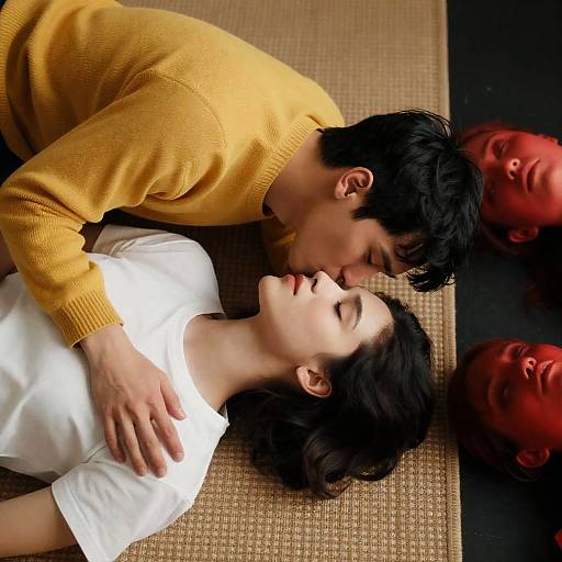 Intimate Moment on a Woven Rug