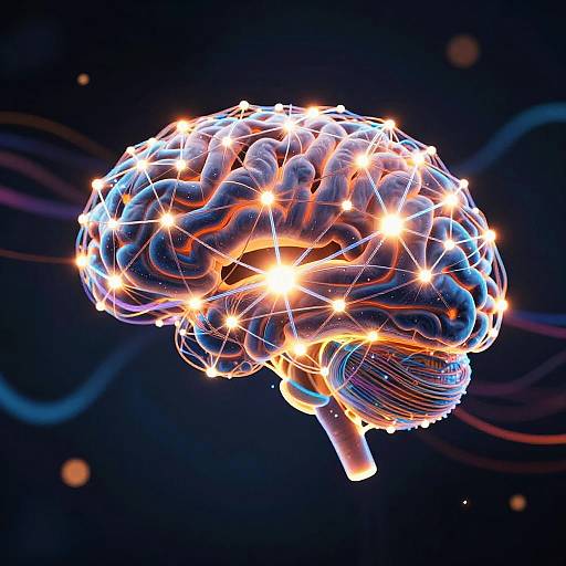 Glowing Neural Network Brain Art