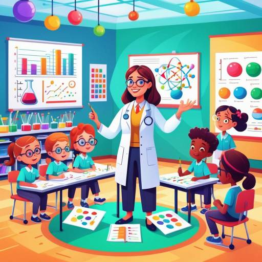 Vibrant Cartoon Science Classroom Scene Vibrant Cartoon Science Classroom Scene