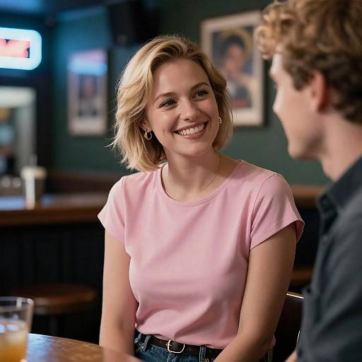 Casual Bar Conversation with Neon Vibes