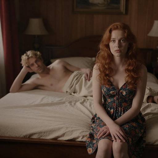 Dimly Lit Bedroom: Woman on Edge