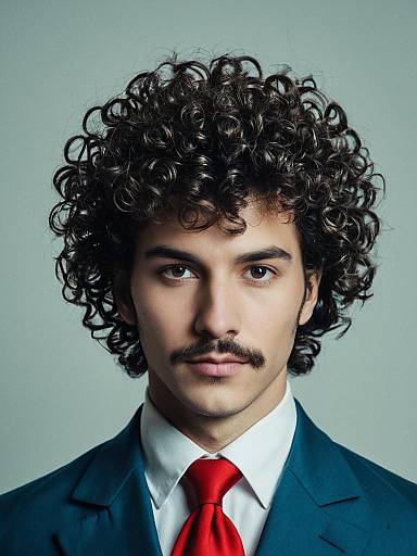 Man in Perm Hairstyle Cosplay Headshot