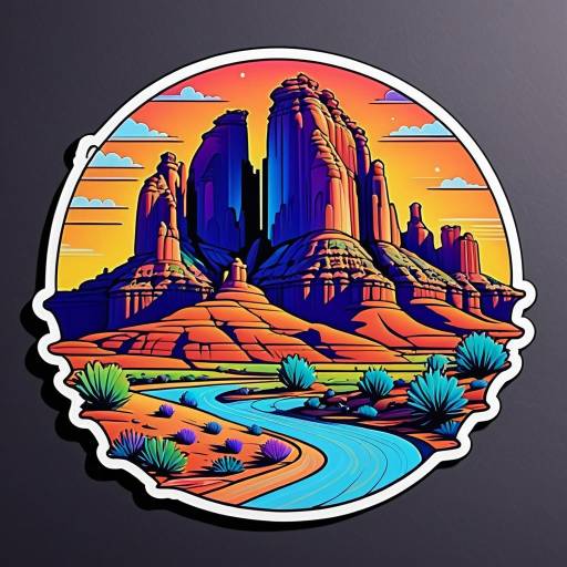 Retro Colorful Cathedral Rock Sticker Design