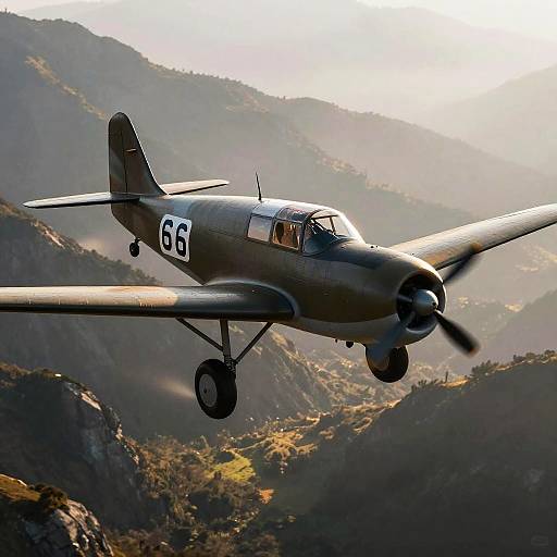 Vintage RAF Military Plane Over Mountains