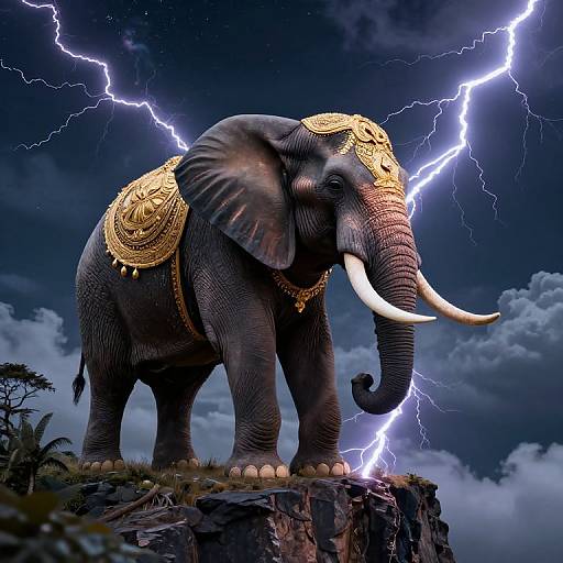 Majestic Ornate Elephant Weaving Lightning