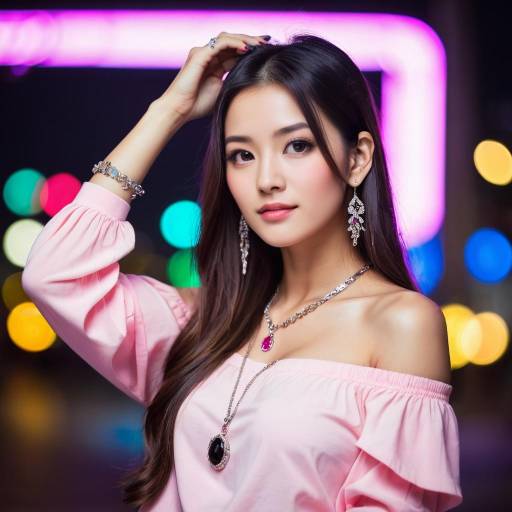 Elegant Woman in Pink Off-Shoulder Dress
