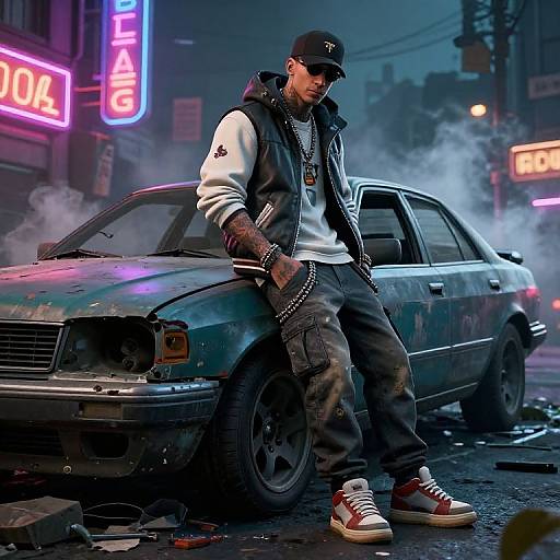 Fortnite Thug in Dystopian Street