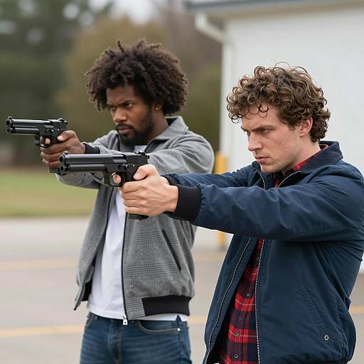 Dramatic Outdoor Standoff with Gunmen