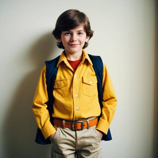 Young Boy in Yellow Shirt and Blue Jacket