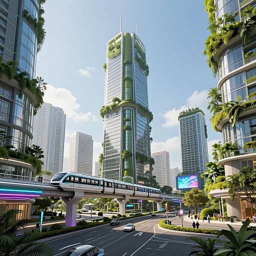Futuristic Green Bioengineered Cityscape