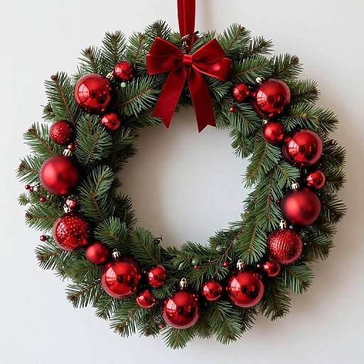Festive Christmas Wreath with Red Balls