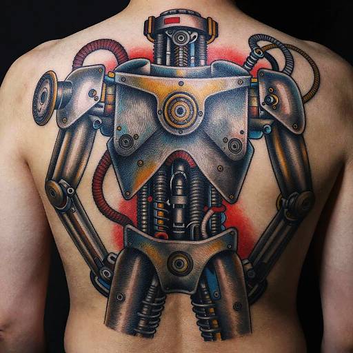 Biomechanical Robotic Back Tattoo