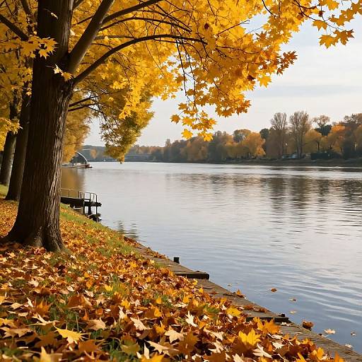 Autumn Trees by Danube River