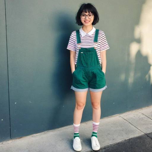 Charming Girl in Striped Outfit