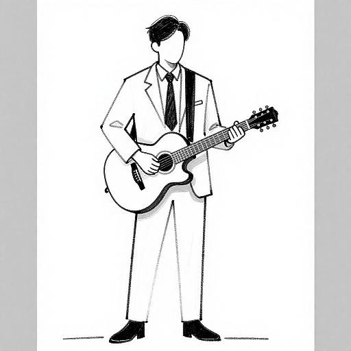 Loose Sketch of Man Holding Guitar