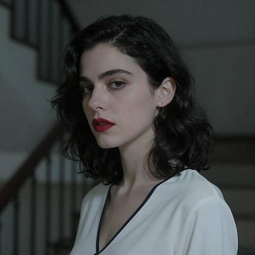 Intense Portrait of a Woman in Dim Light