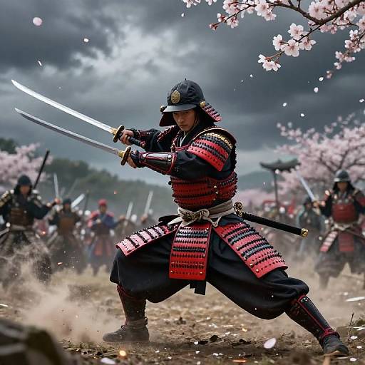 Samurai Warrior Dual Sword Pose