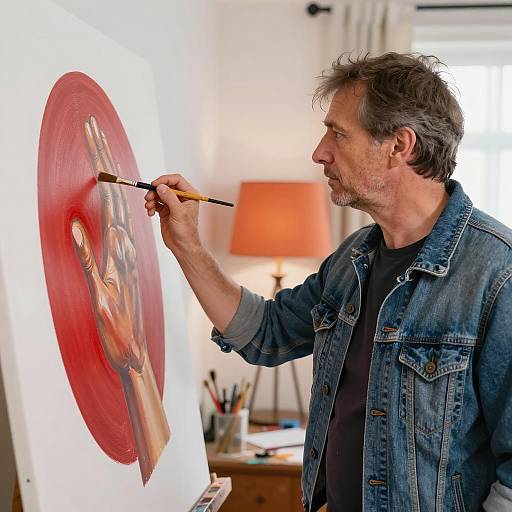 Artistic Depiction of a Middle-Aged Painter