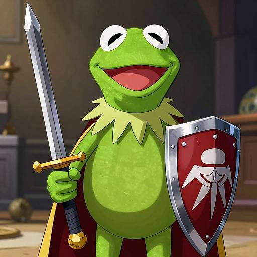 Medieval Knight Frog Anime Style