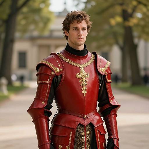 Elegant Red Leather Royal Armor