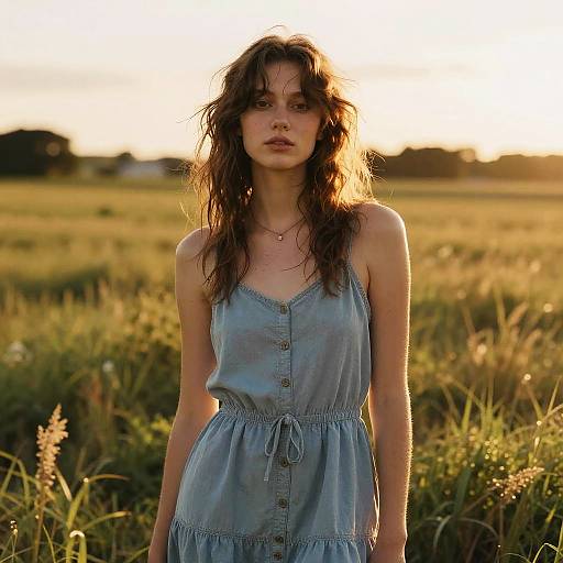 Messy Shag Hair in Sunlit Field