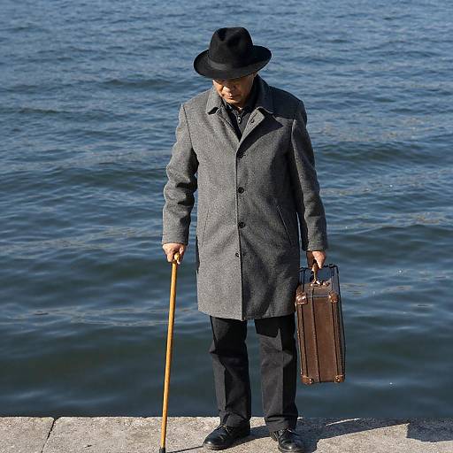 Solitary Man at Water's Edge