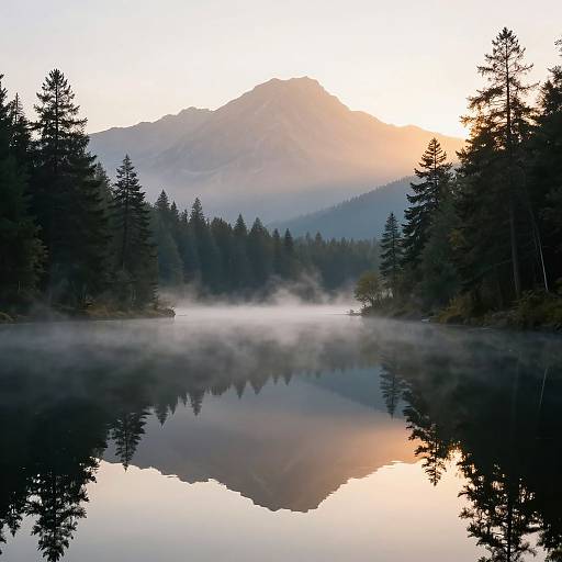 Serene Mountain Lake at Sunrise
