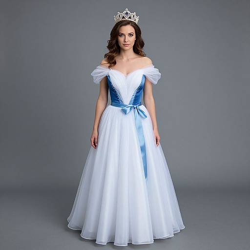 Queen in Blue and White Dress