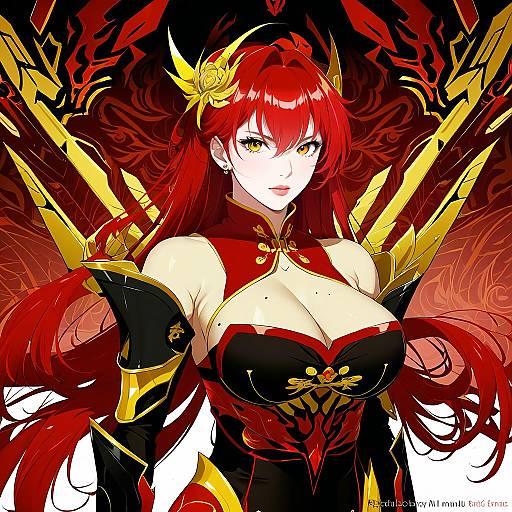 Illustration of Murata himeko (vermillion knight), honkai (series) in the style of Rimuu