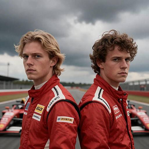 Intense Race Car Drivers in Action