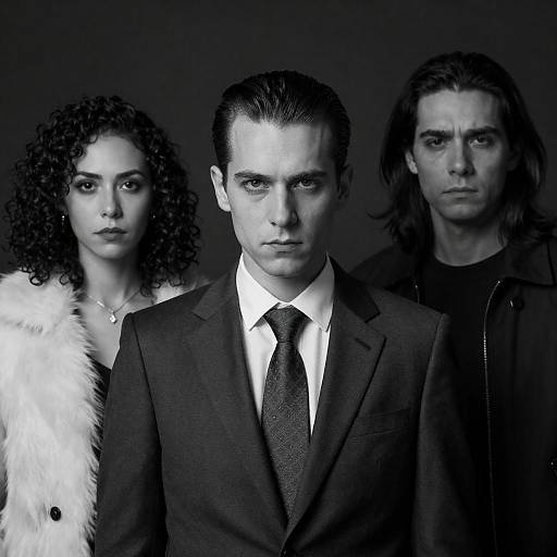 Intense Trio in Black and White Portrait